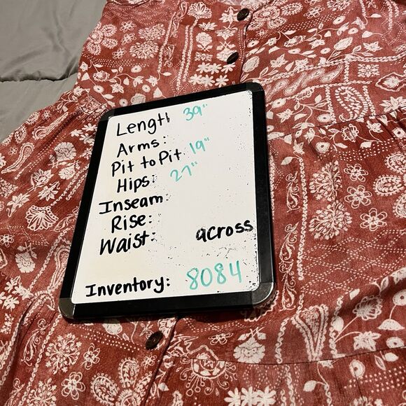 Ces Femme Red Rust White Floral Paisley Boho Strappy Tiered Dress Womens Size S - Picture 11 of 11